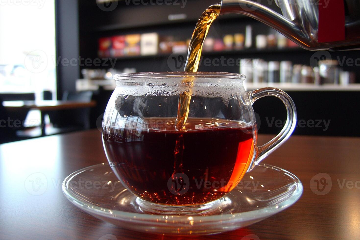 A glass cup of tea photo