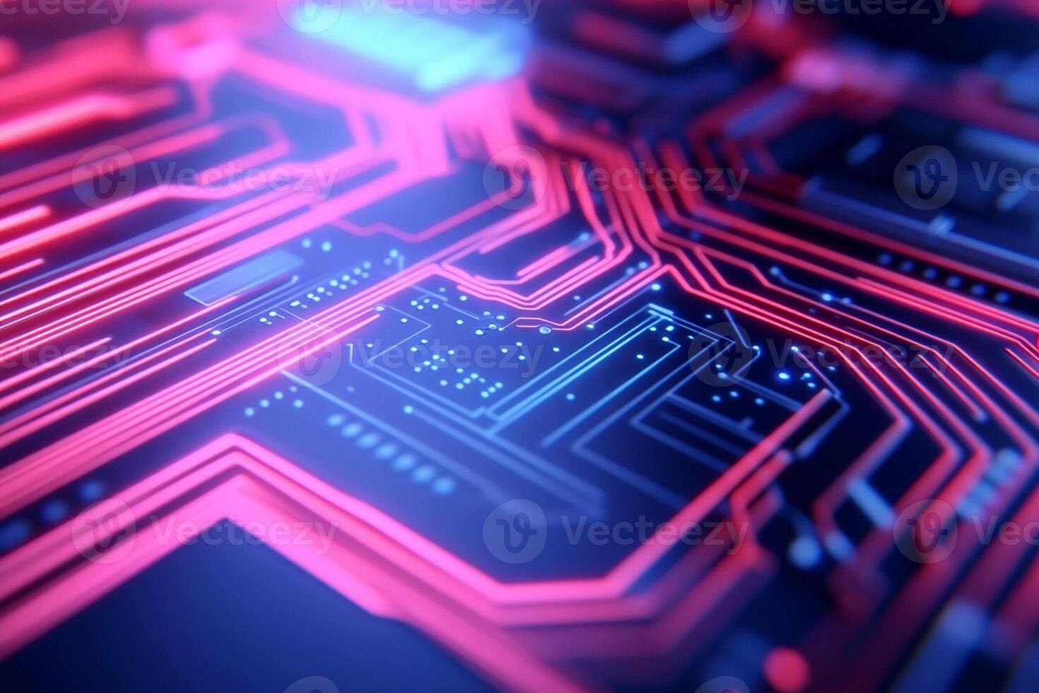 A close up of a circuit board with red lights photo