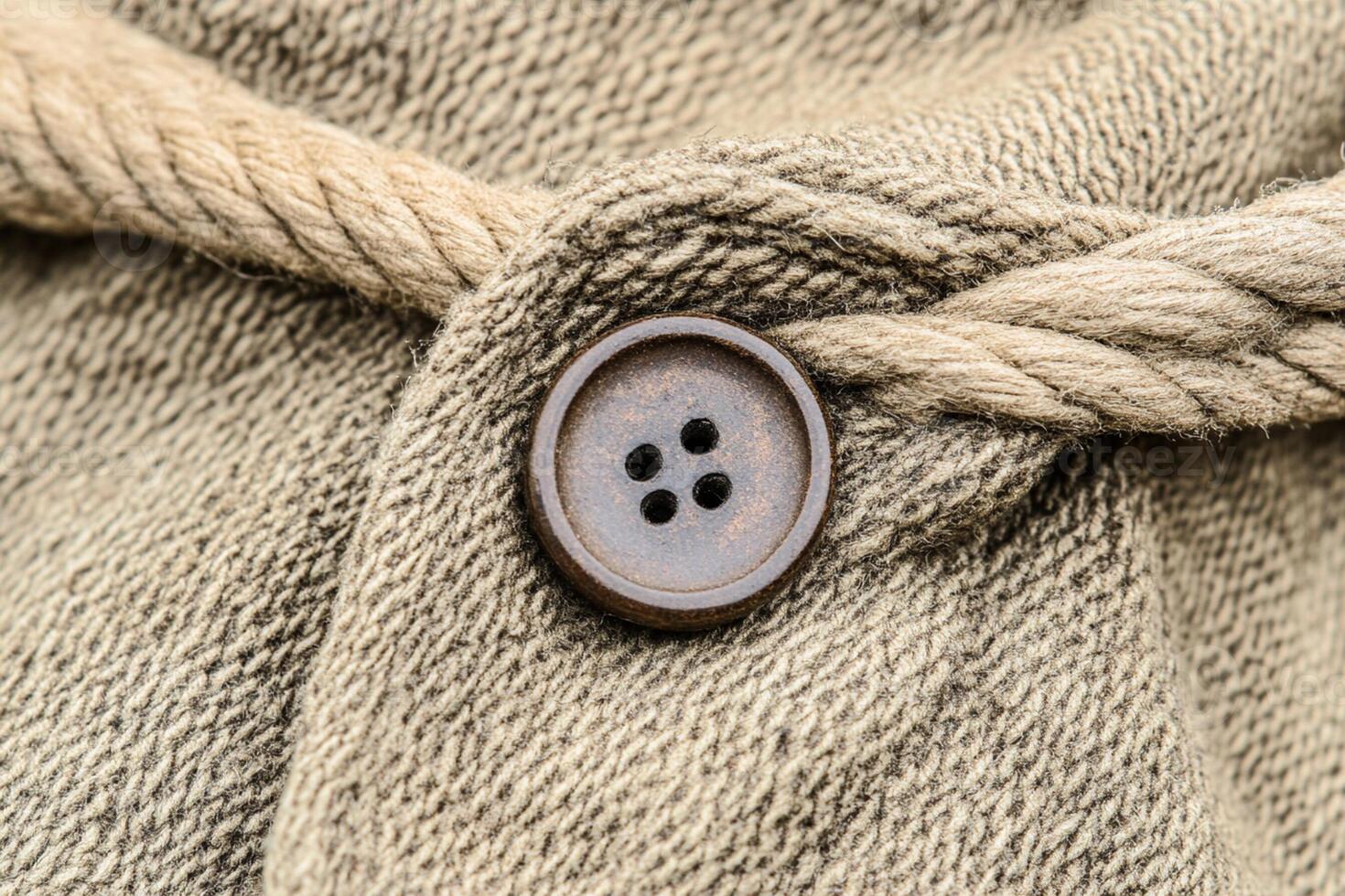 A button on a jacket with a rope photo