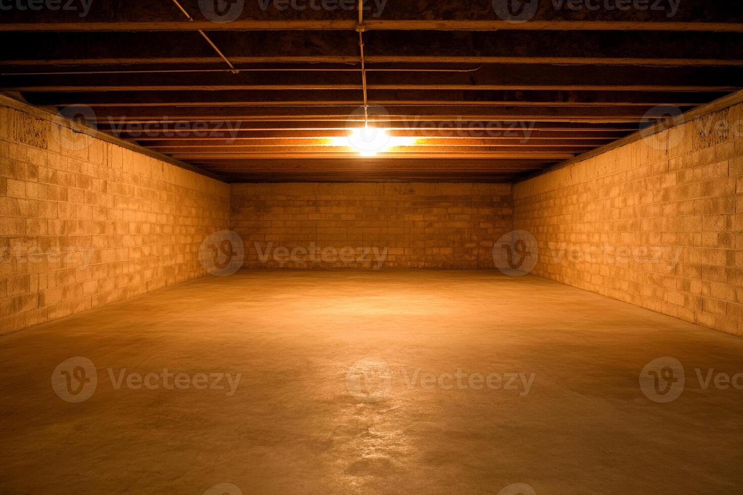 An empty room with a light shining on it photo