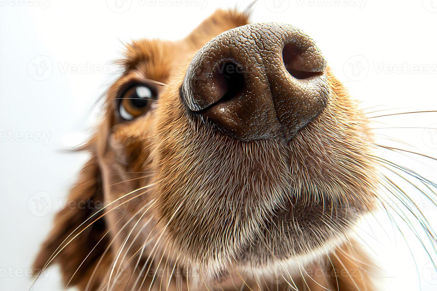 Curious dog sniffing air with big nose and whiskers photo