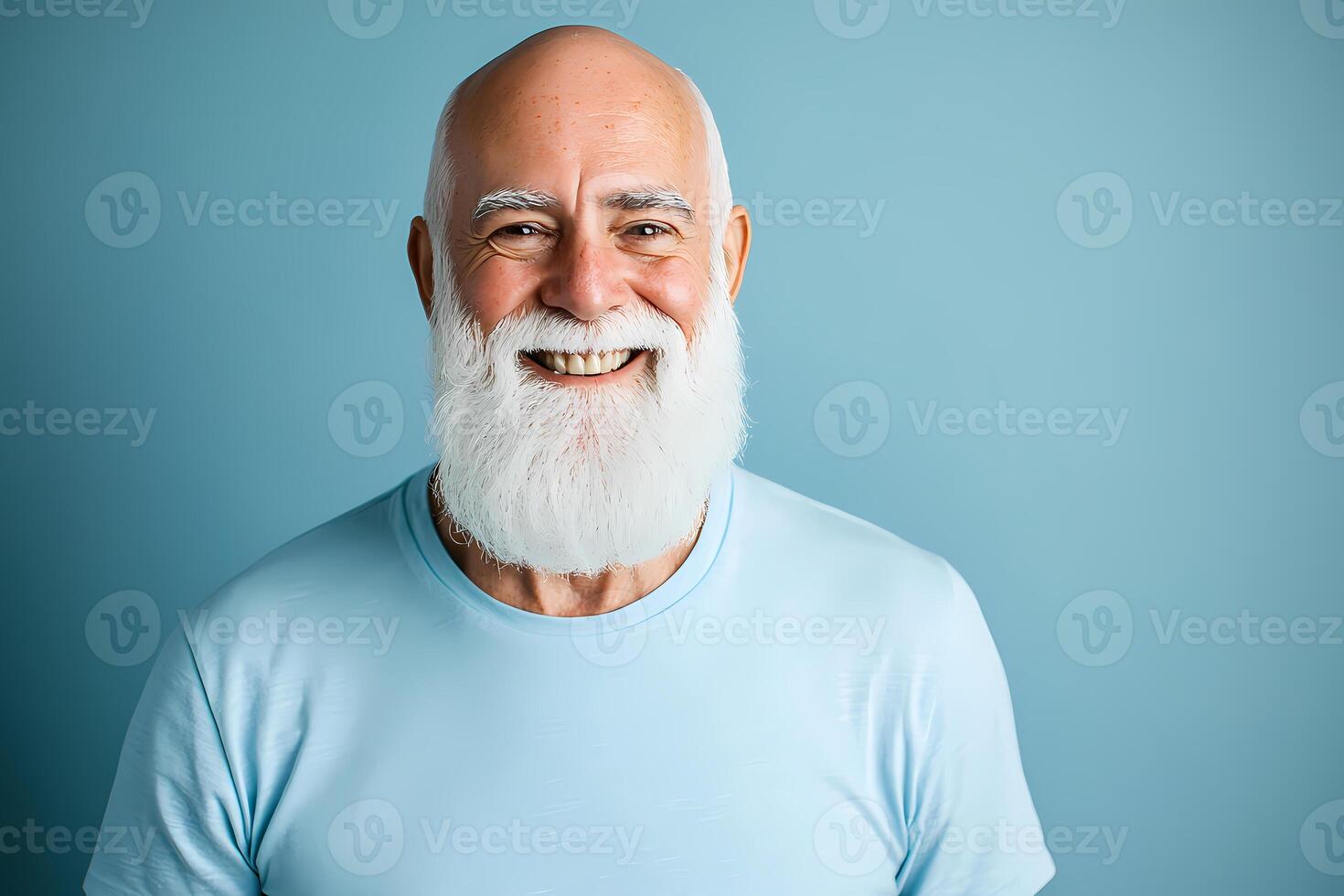 Portrait of smiling senior man with white beard showing happiness and confidence photo