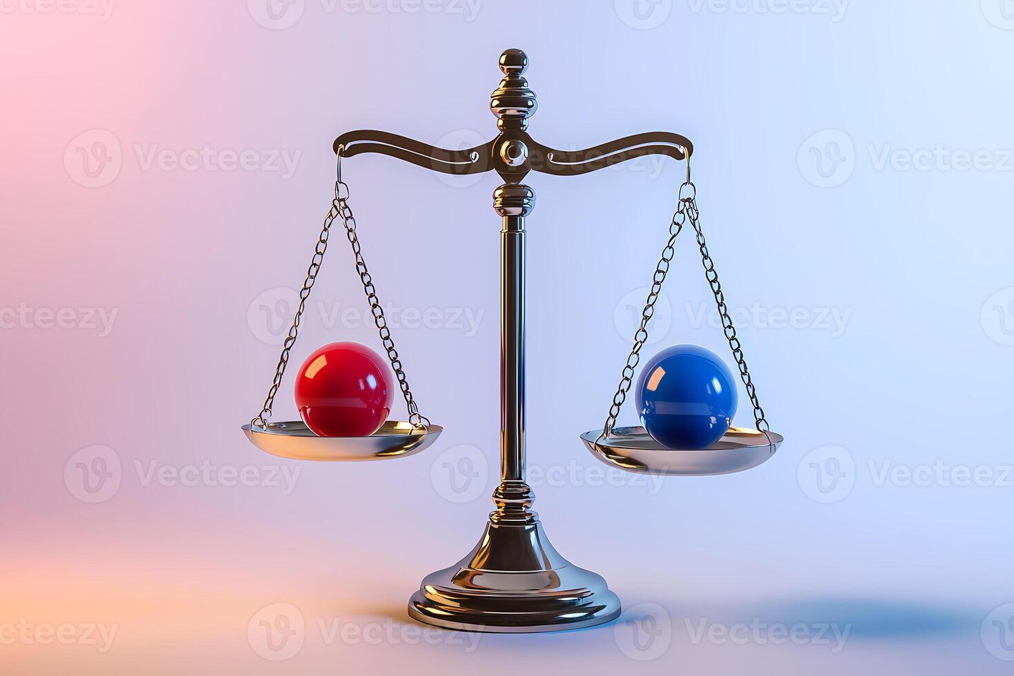 Balancing red and blue spheres, a concept of equality and justice photo