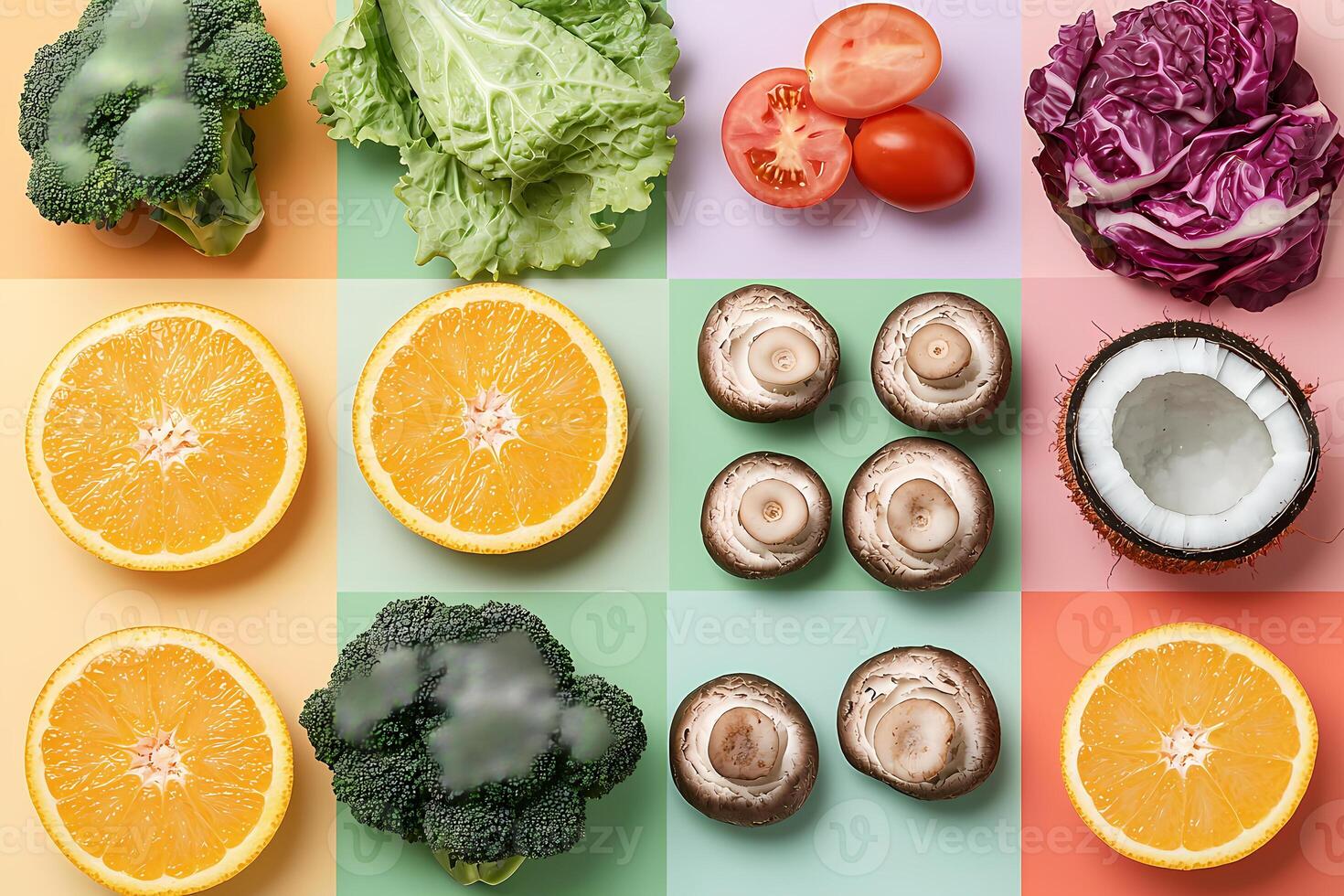 Colorful array of fresh fruits and vegetables photo