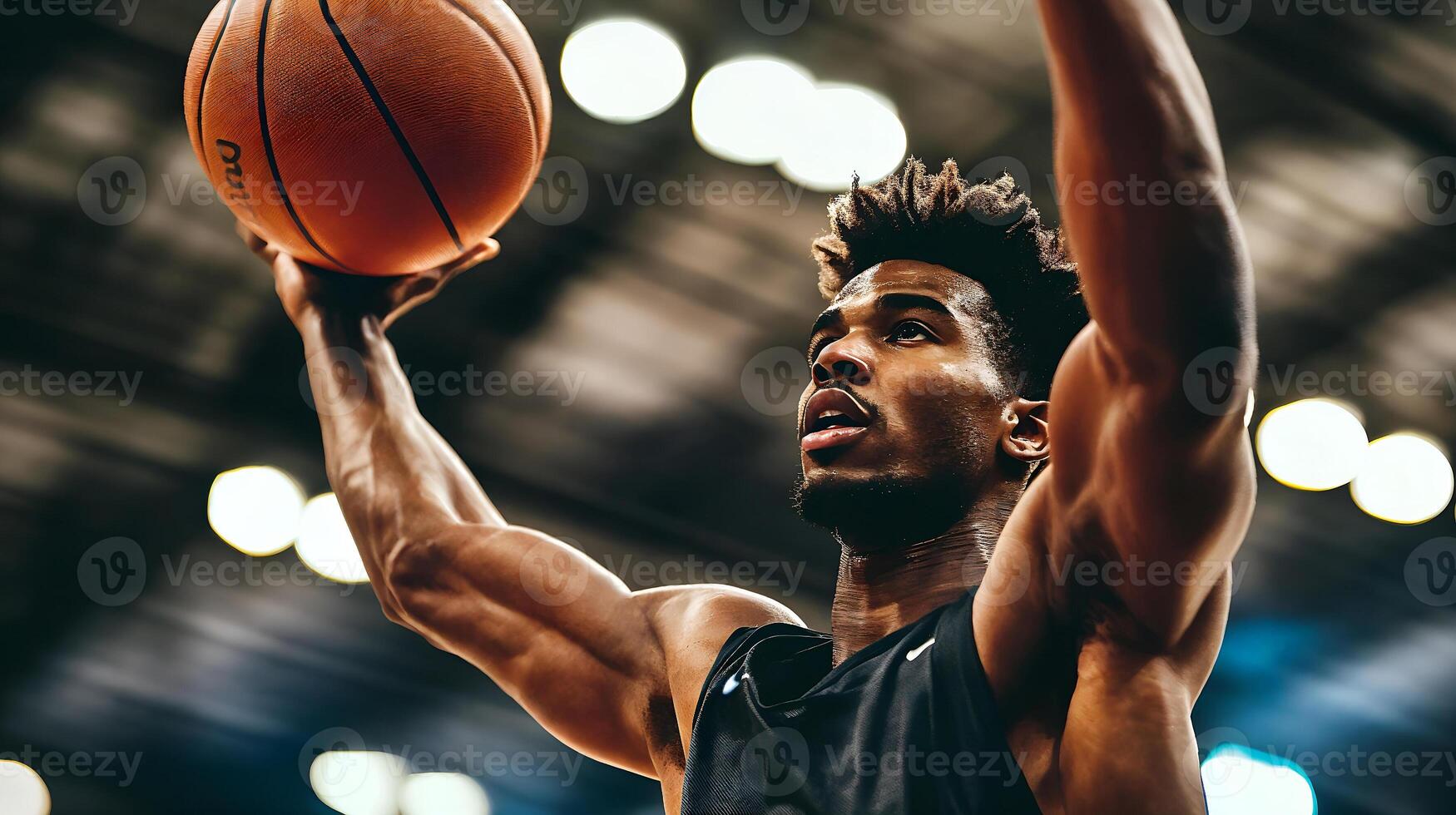 Basketball player shooting ball during championship game photo