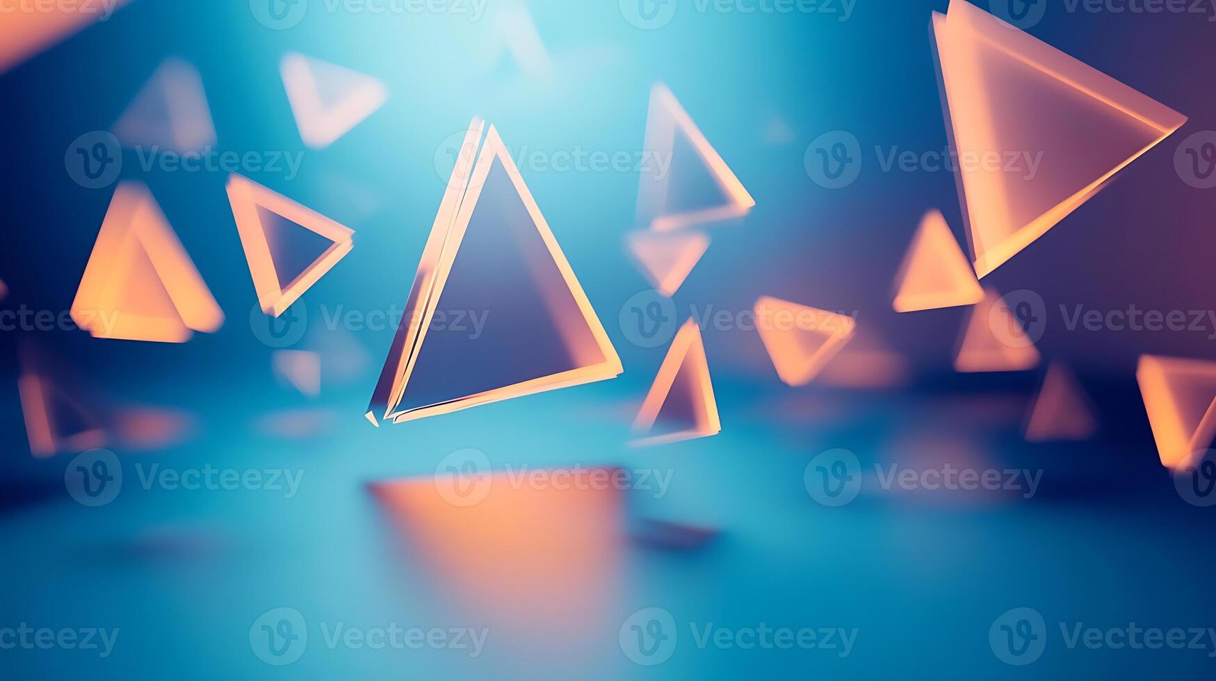 Floating glowing triangles on a muted blue surface1276 photo