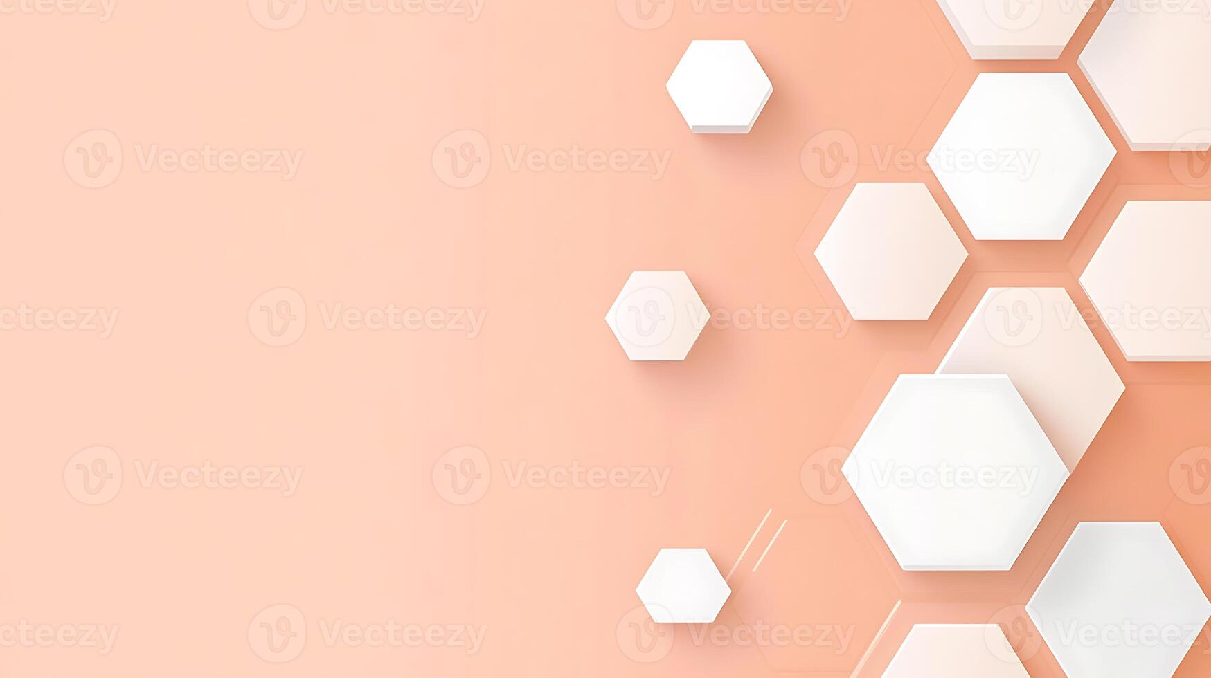 Abstract overlapping hexagons on a soft peach background565 photo