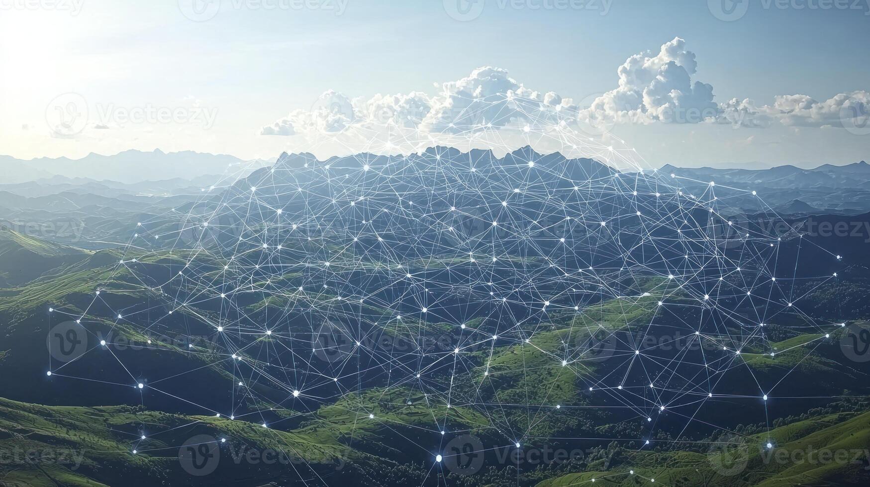 The network of the mountains is connected to the sky photo