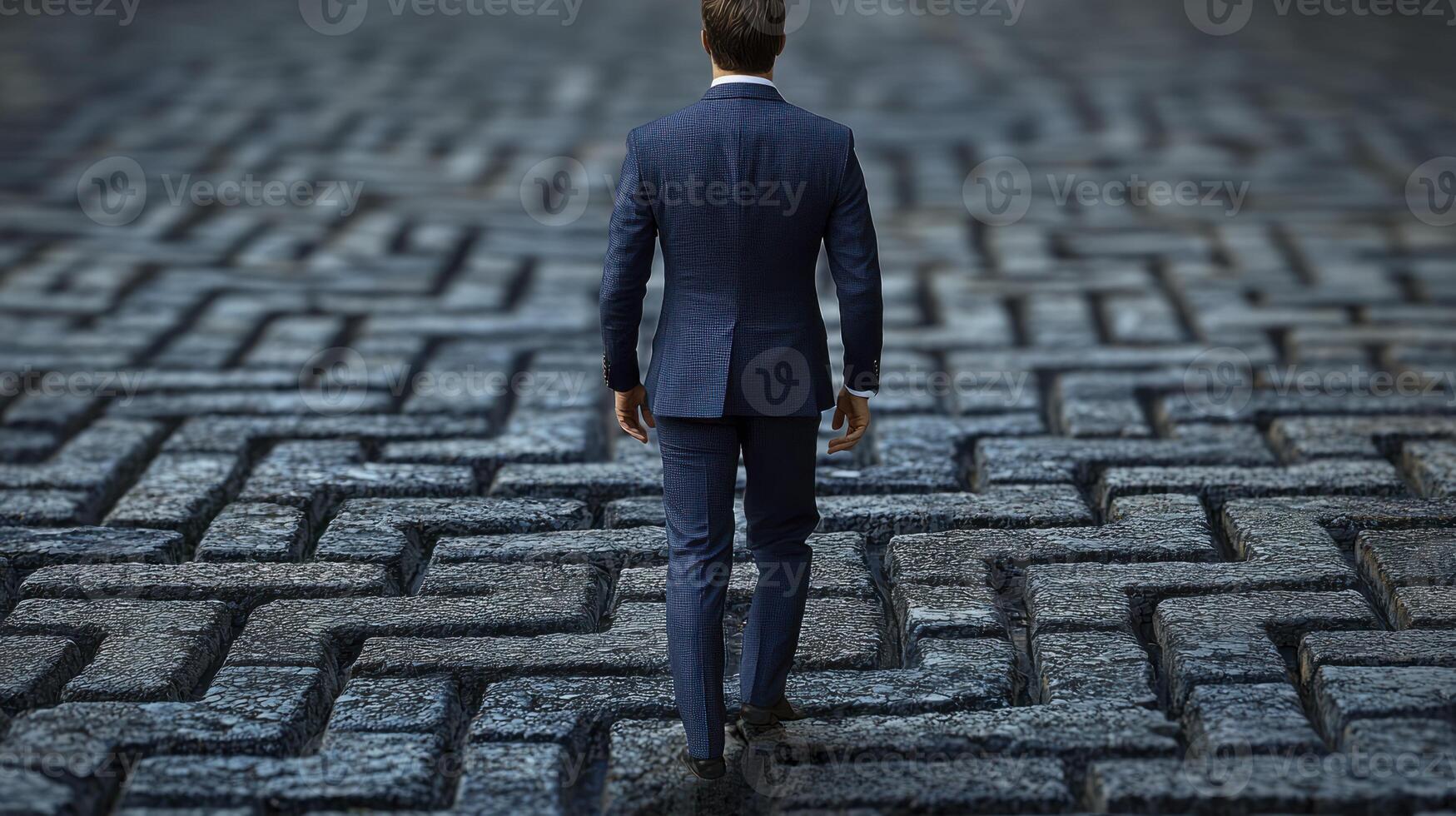 A man in a suit walks through a maze photo