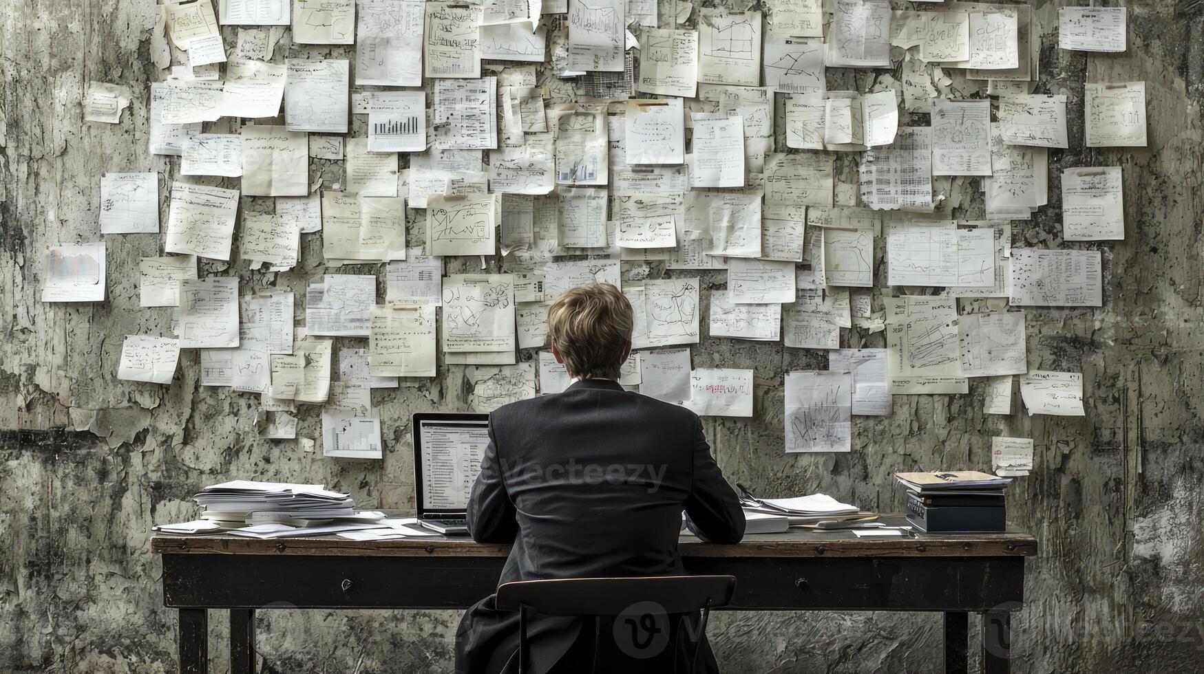 A man sitting at a desk with a laptop photo