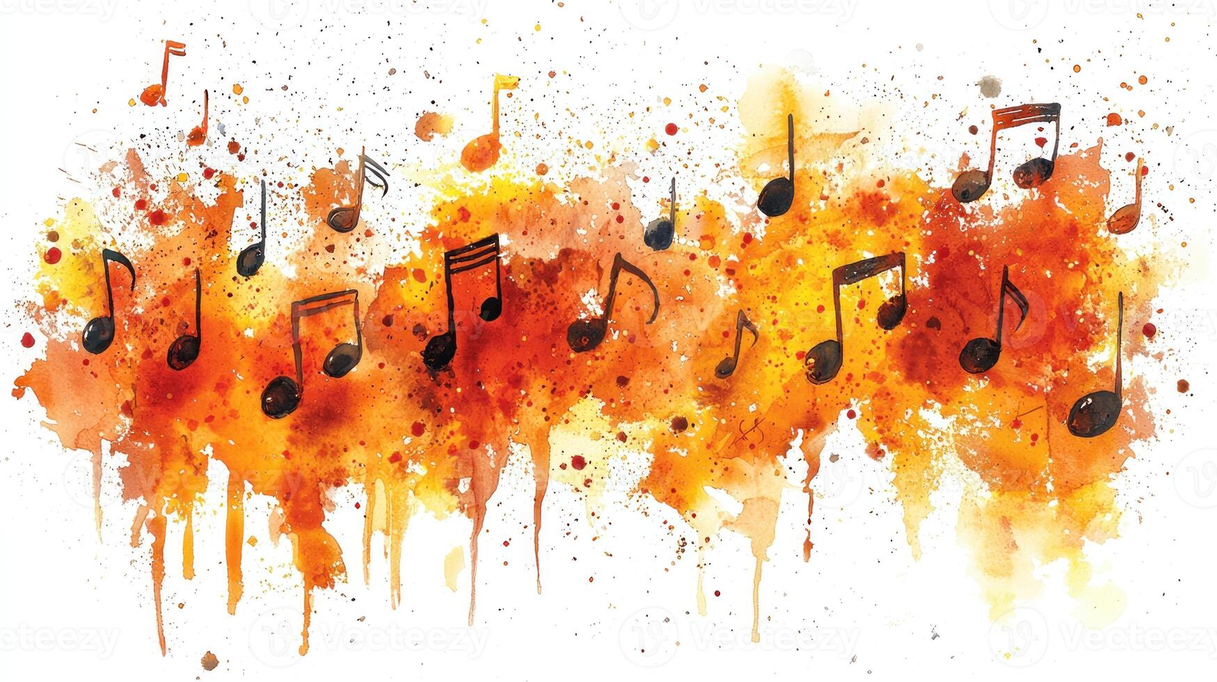 Watercolor background with musical notes photo