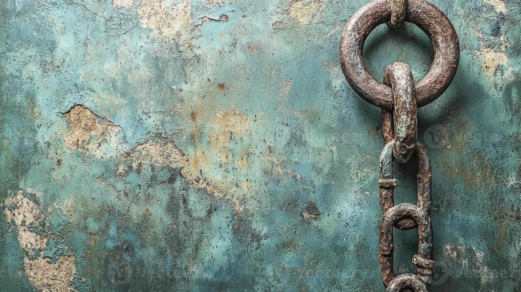 Old rusty chain and rusty metal door photo