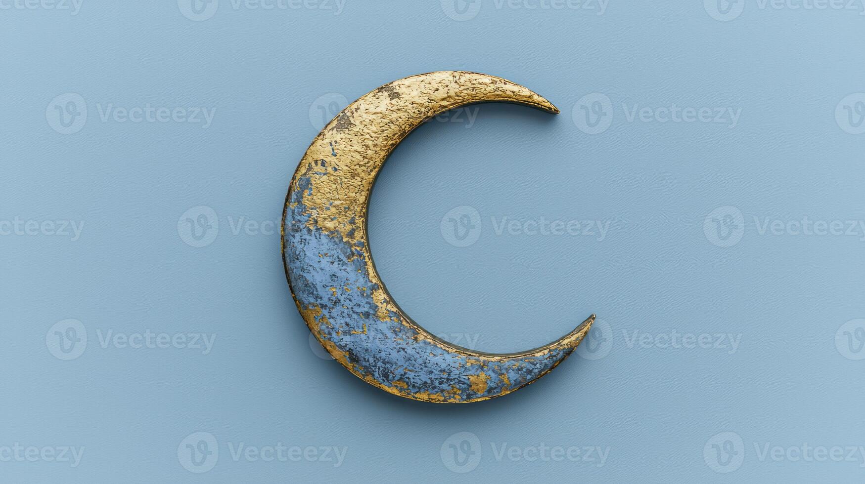 A blue and gold crescent on a blue background photo