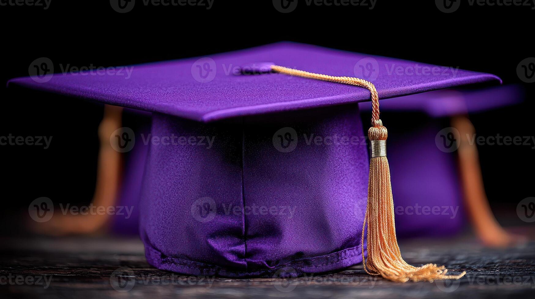 A purple graduation cap with a tassel on top photo