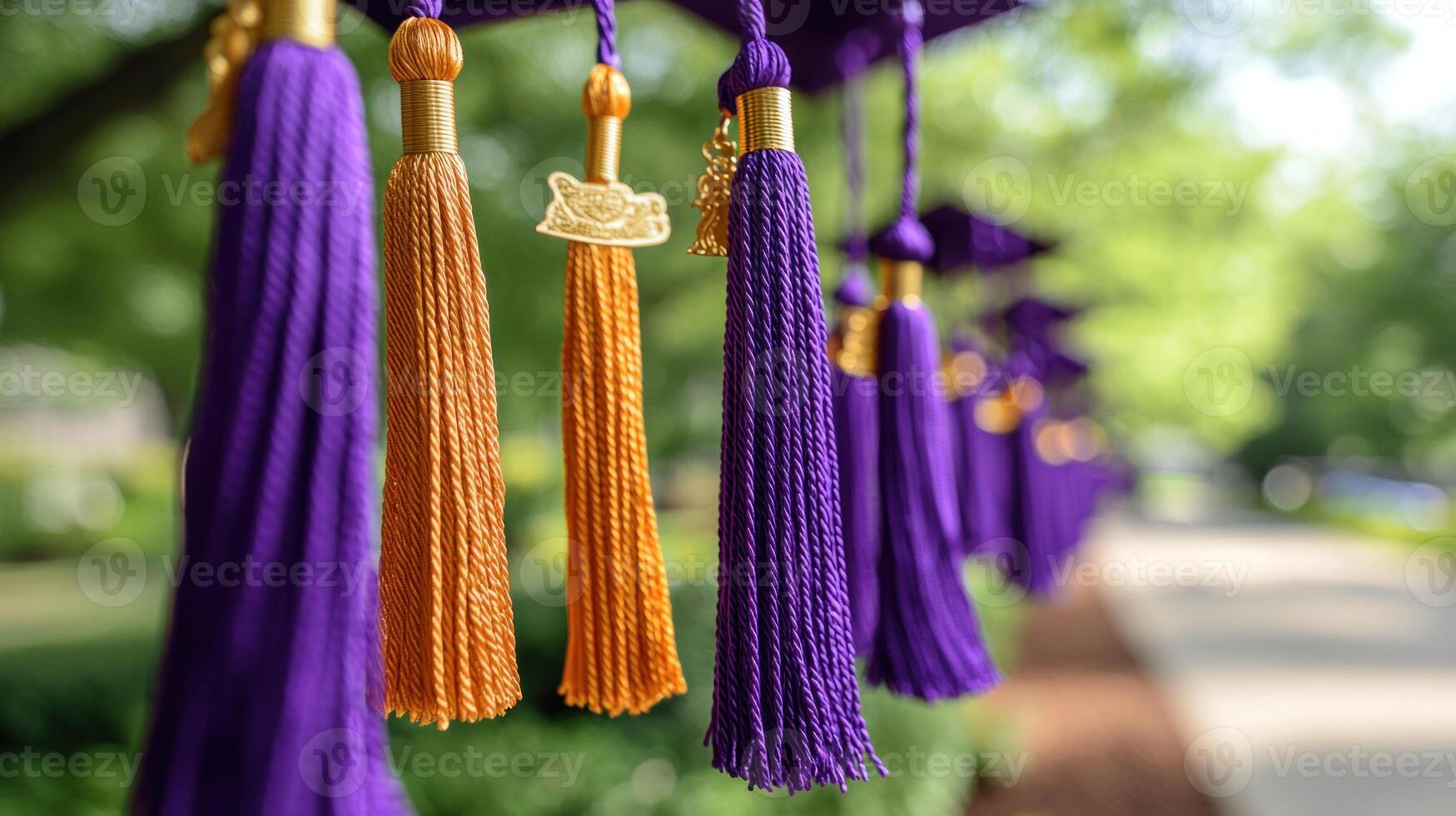 Graduation tassels hanging from a tree photo