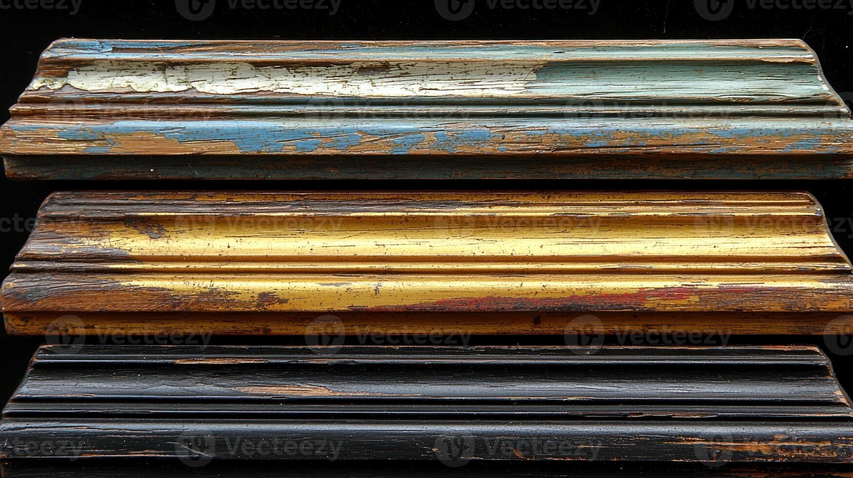 Three different colored wood pieces are shown photo