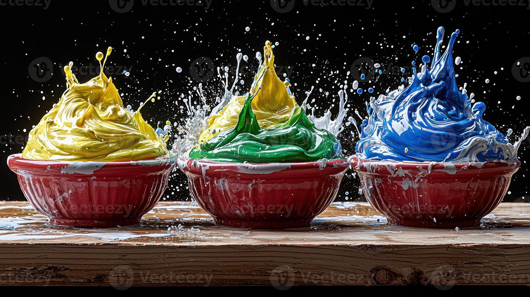 Three bowls of frosting photo