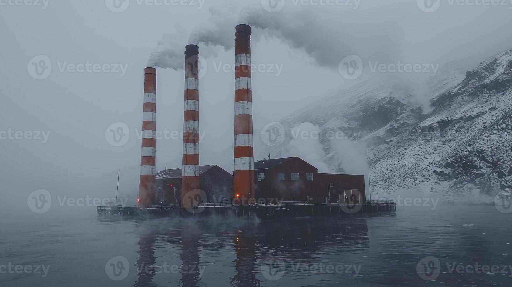 Foggy factory in norway photo