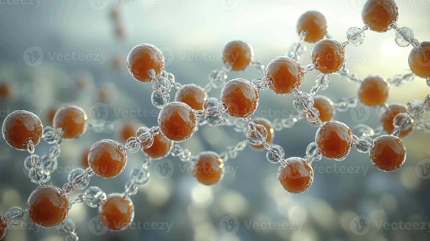 Orange spheres are hanging from a chain photo