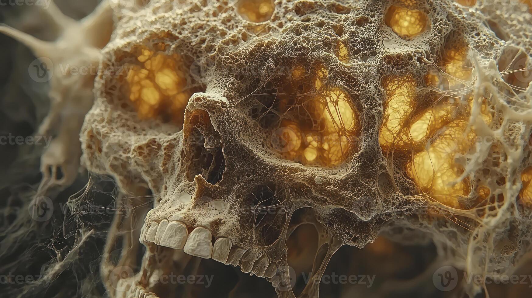 A close up of a skull with a lot of holes photo