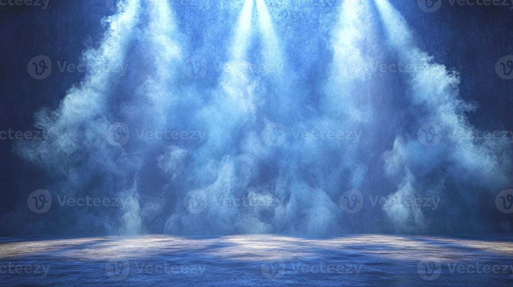 Blue light coming from the stage in a dark room photo