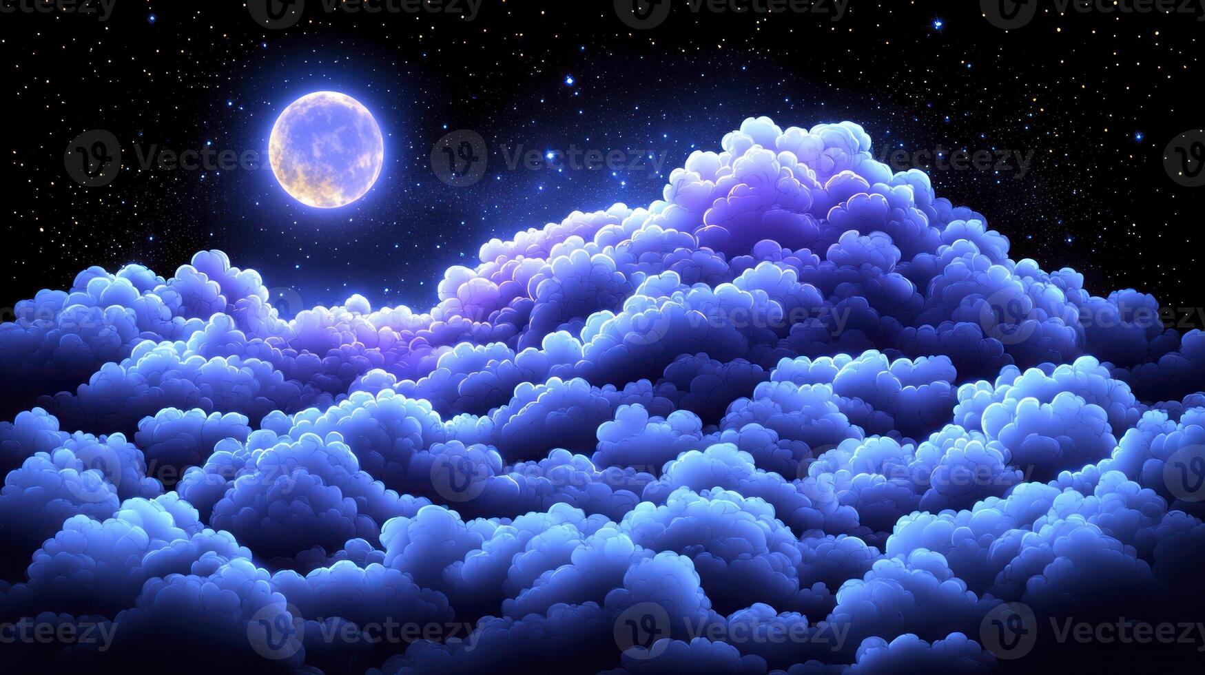The moon is shining over the clouds in this image photo