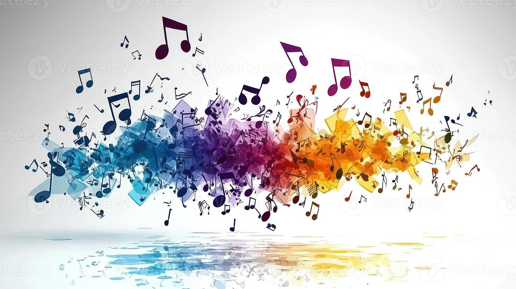 Colorful music notes and musical notes flying in the air photo