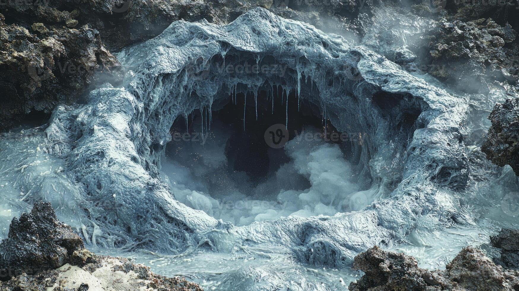 A large hole in the ground with water coming out photo