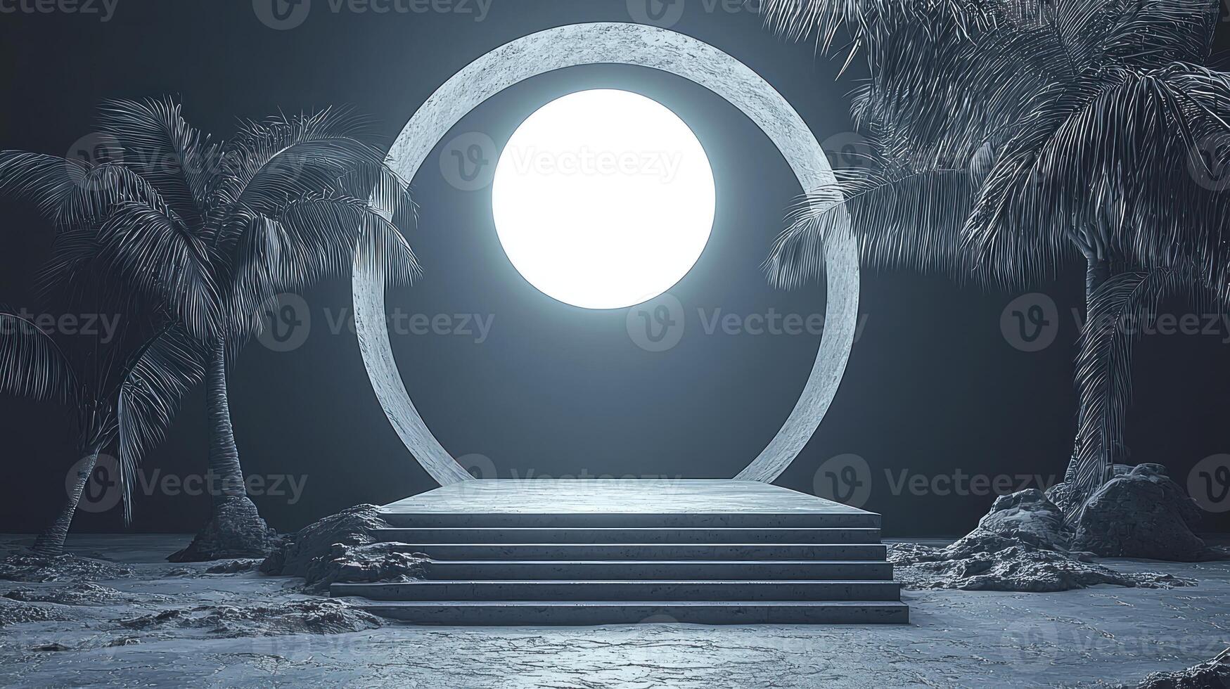 An empty room with a large circular door in the middle photo