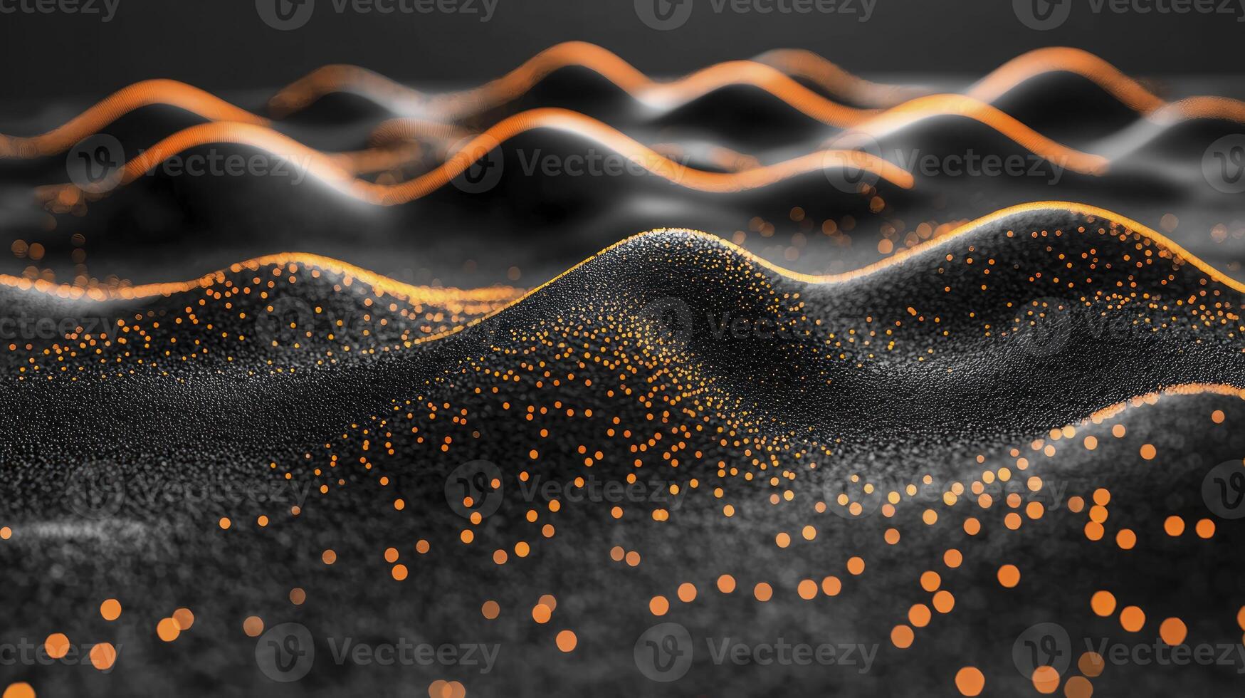 An image of a wave of dots on a black surface photo