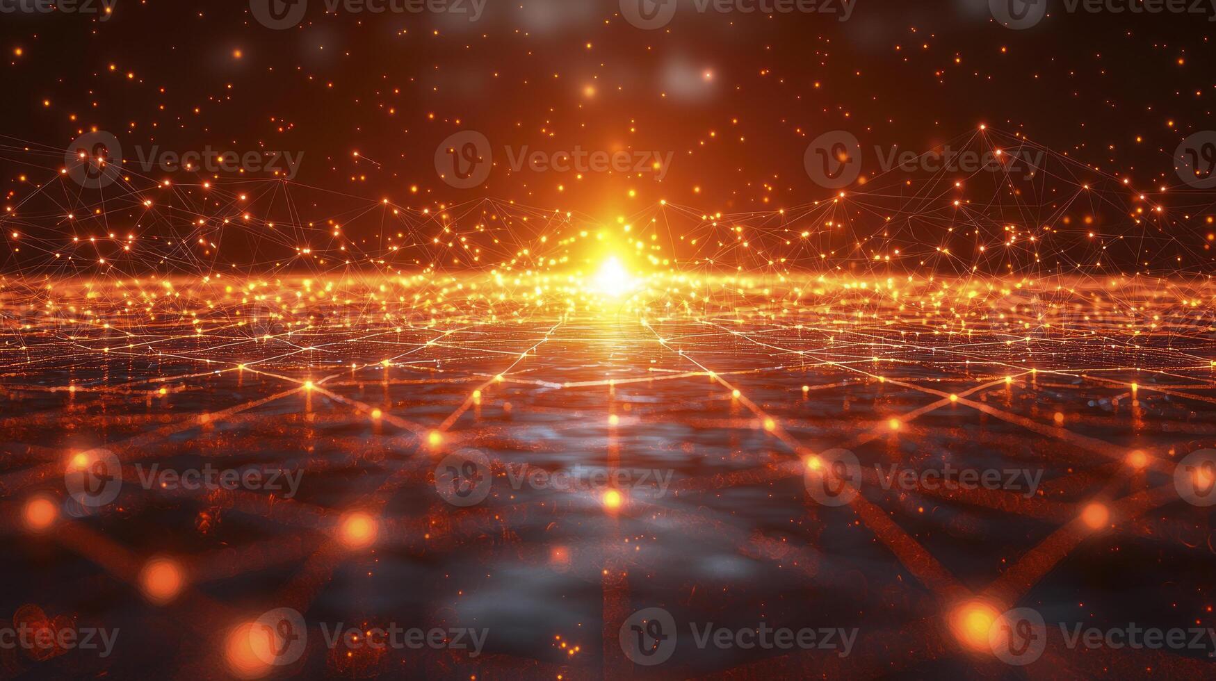 An abstract image of a glowing light and a network photo