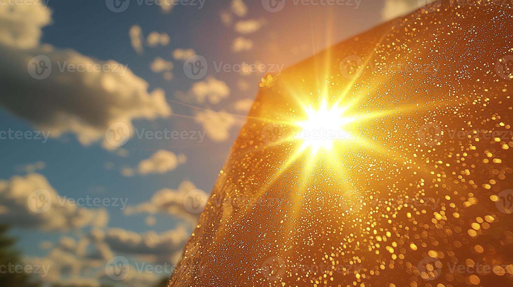 A close up of the sun shining through a window photo