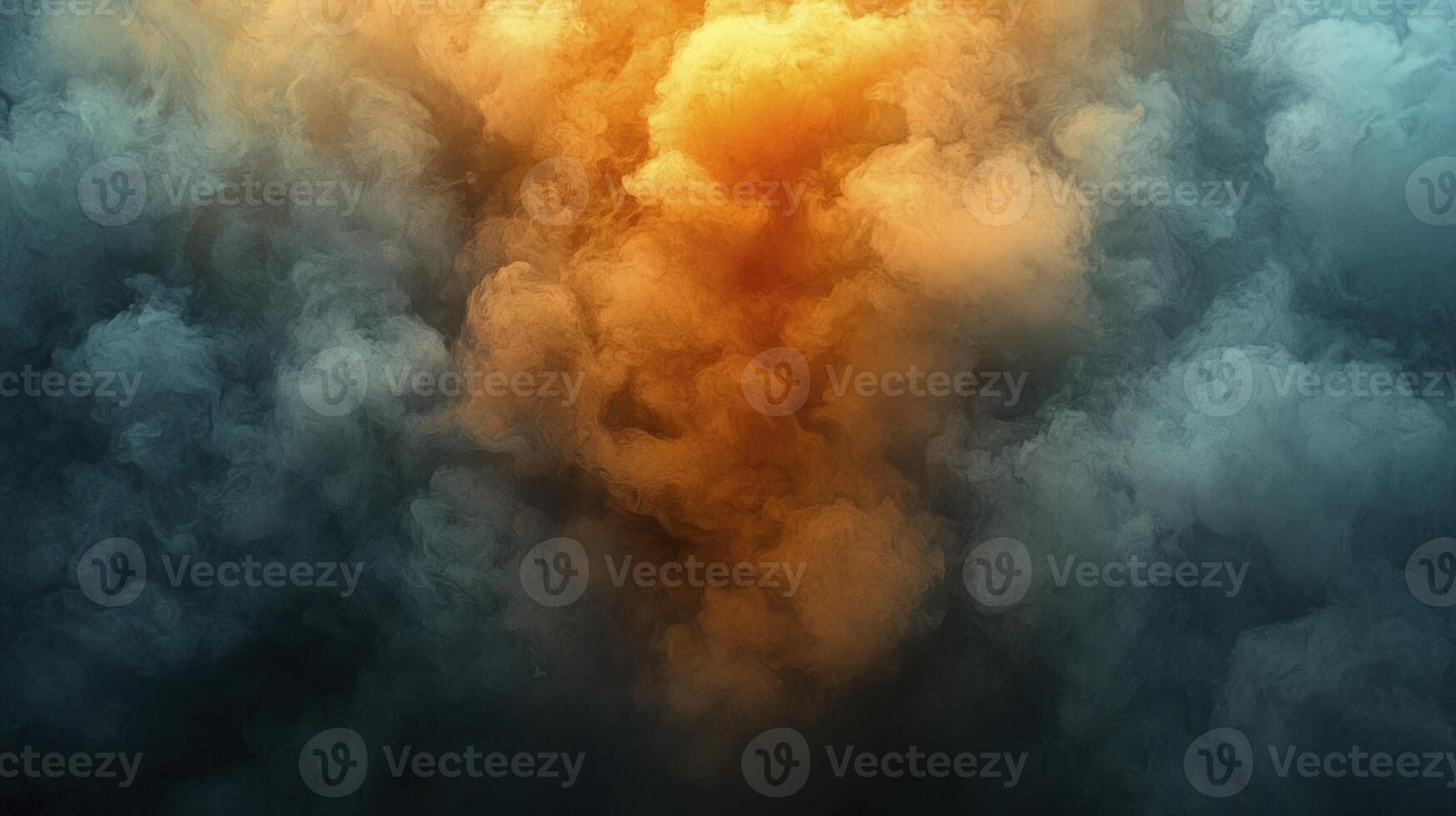A blue and orange cloud with a bright light photo