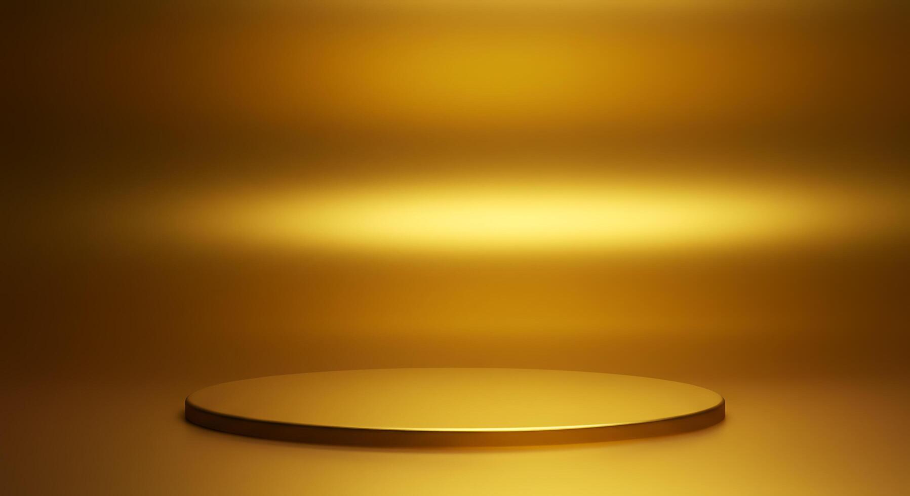 Golden podium with a spotlight on a dark background photo
