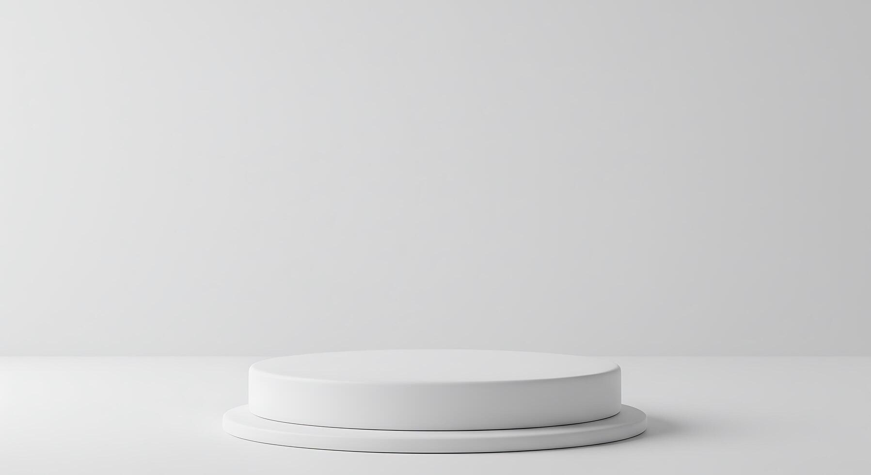 A white pedestal on a table with a gray background photo
