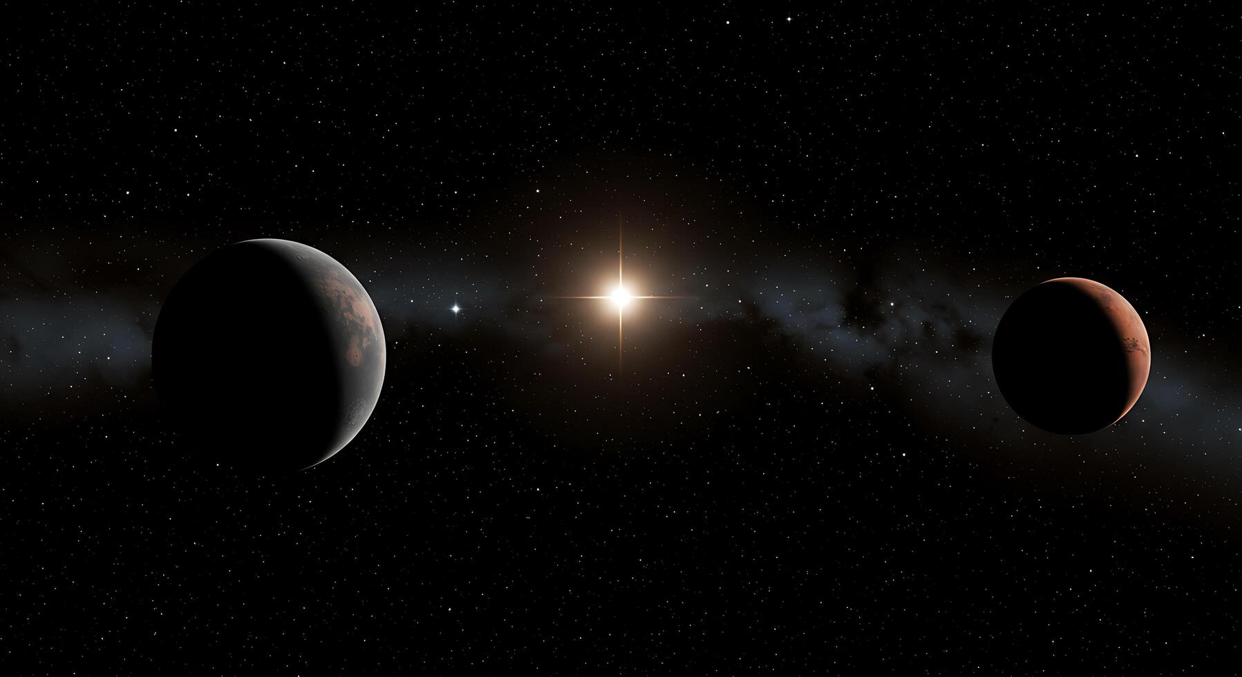 Three planets in the night sky with a bright star photo