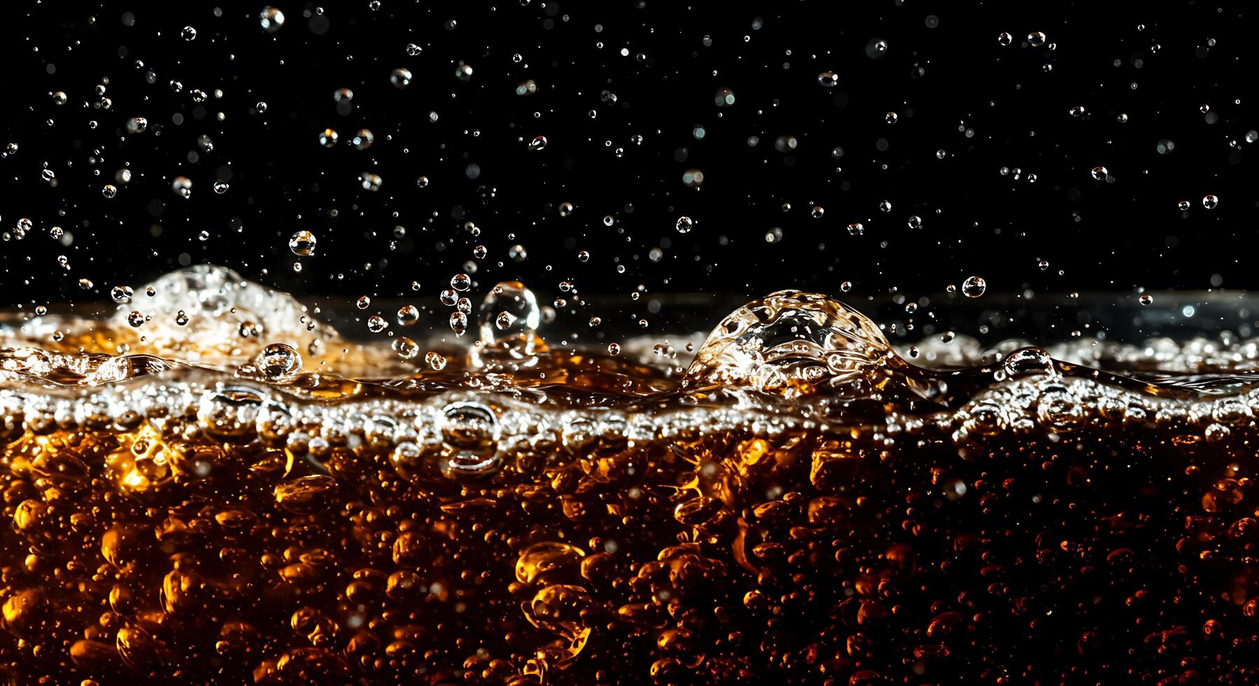 A close up of a soda with bubbles photo