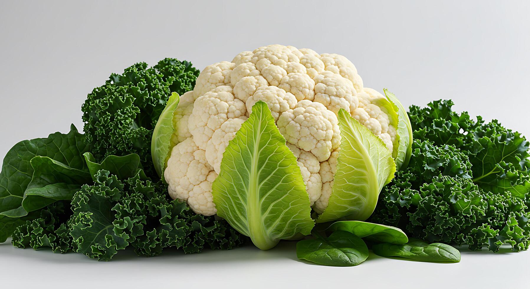 A bunch of kale and cauliflower photo