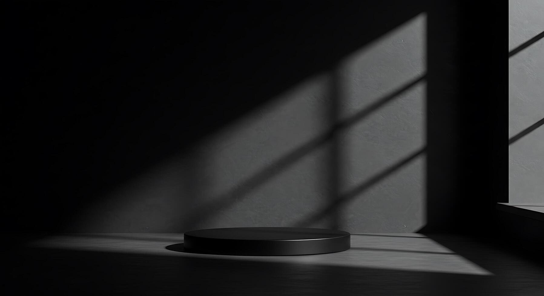Empty room with black floor and window photo