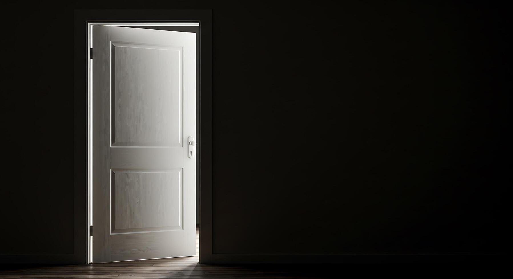 An open door in a dark room photo