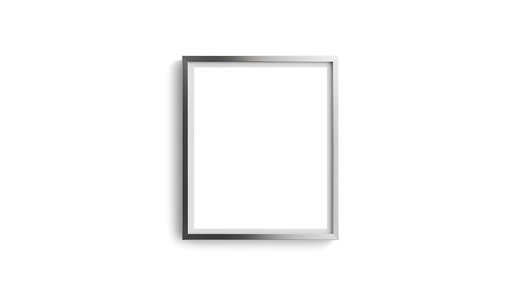 A white frame with a silver frame on a white wall photo