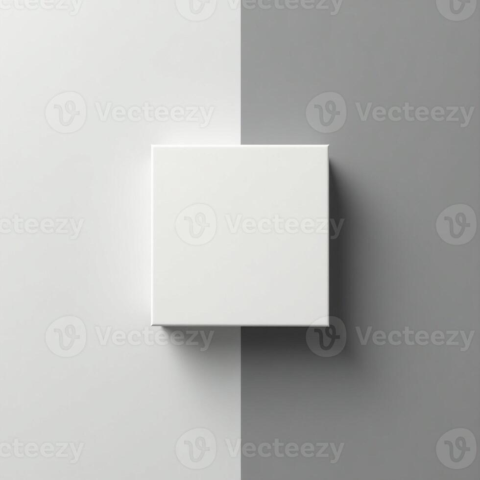 White square box on grey background photo