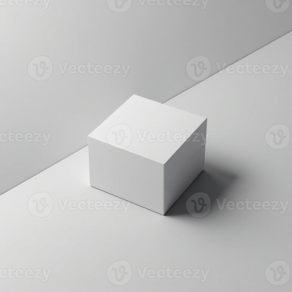 White cube on a grey background 3d render photo