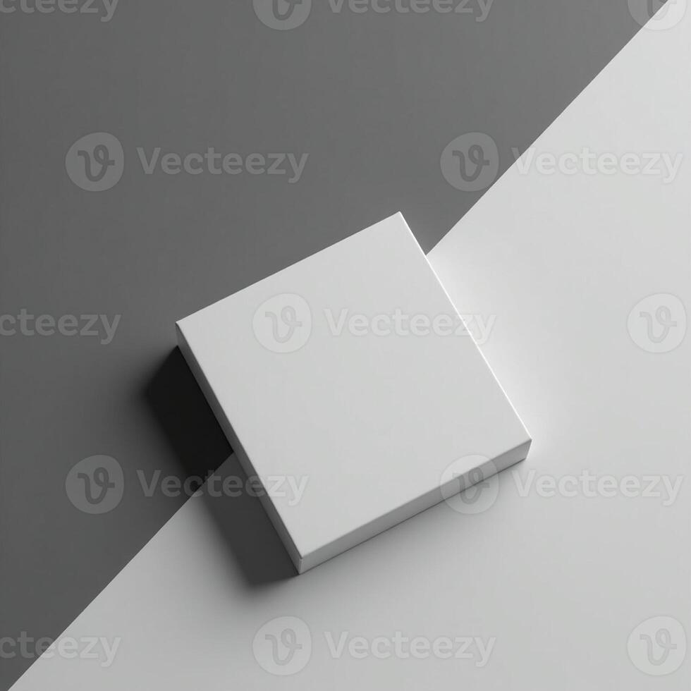 White square box on a grey and white background photo