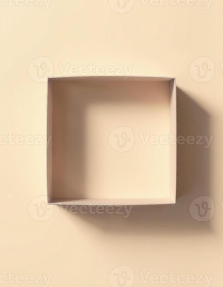 Empty box on a beige background photo