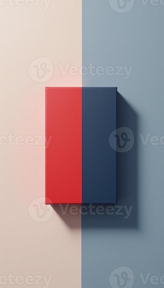 A red and blue box on a blue and red background photo