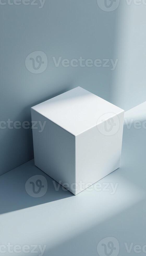 White box mockup with diagonal shadow backdrop photo