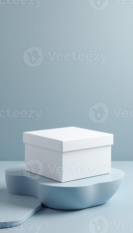 Stacked white boxes on soft circular base photo