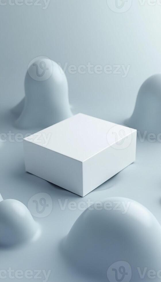 White box mockup on grey background 3d rendering photo