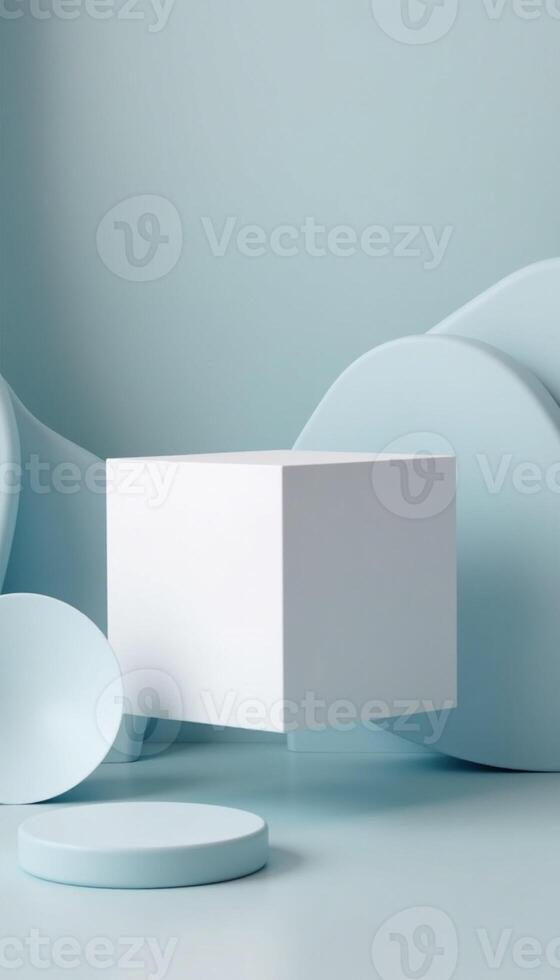 3d rendering of a white box on a blue background photo